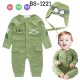 BS1221 ชุดบอดี้สูทเด็กแฟนซี นักบินเด็ก แขนยาวขายาว พร้อมหมวก สีเขียว (2ชิ้น) S.95