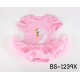 BS1239X << สินค้ามีตำหนิ >> ชุดบอดี้สูทแฟนซี เด็กผู้หญิงแขนสั้น ลายหงส์ กระโปรงฟูฟ่องสีชมพู S.6-12 เดือน