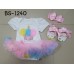 BS1240 ชุดบอดี้สูทแฟนซี เด็กผู้หญิงครบเซ็ท ลายคัพเค้กหลากสี + ผ้าคาดผม + รองเท้า (3ชิ้น) Size L