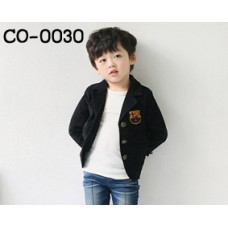 CO0030 เสื้อคุลมหนุ่มน้อยออกงาน แขนยาว ติดตราสโมสรบาเซโรน่า สีดำ 