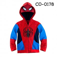 CO0178 เสื้อกันหนาวเด็ก แขนยาวซิปหน้าพร้อมฮู้ด + กางเกง ลายสไปเดอร์แมน (2 ชิ้น) S.140/150