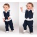 BO0101 ชุดเด็กผู้ชายออกงาน เสื้อเชิ๊ตแขนยาวสีขาว + เสื้อกั๊ก + กางเกงขายาว สีกรมท่า (3ชิ้น)