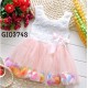 GI0374S เดรสเด็กผู้หญิงออกงาน แขนกุด แต่งลูกไม้ทรงกุหลาบเกสรไข่มุก และ กลีบกุหลาบหลากสีในกระโปรง สีชมพู S.80 ป้าย 10