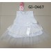 GI0467 เดรสสั้นเด็กผู้หญิง ออกงาน แขนกุด ช่วงบนแต่งผ้าลูกไม้ ติดโบว์ กระโปรงผ้าชีฟอง สีขาว S.80