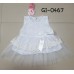 GI0467 เดรสสั้นเด็กผู้หญิง ออกงาน แขนกุด ช่วงบนแต่งผ้าลูกไม้ ติดโบว์ กระโปรงผ้าชีฟอง สีขาว 
