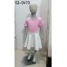 GI0473 เดรสเด็กผู้หญิง แขนสั้น เสื้อสีชมพู กระโปรงสีขาว (ไม่รวมเข็มขัด) S.80/90