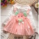 GI0513 เดรสสั้นเด็กผู้หญิง แขนยาว เอี๊ยมหน้าหนูหูกระดิก สีชมพู S.95