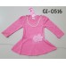 GI0516 เดรสสั้นเด็กผู้หญิง แขนยาว แต่งข่อดอกไม้ที่เอว กระโปรงระบาย สีชมพู พร้อมสร้อยไข่มุก (ถอดออกได้) (2ชิ้น) S.100/110