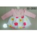 GI0532 เดรสสั้นเด็กผู้หญิง แขนยาว พร้อมสร้อยไข่มุกติดดอกไม้ (ถอดออกได้) ชายกระโปรงปักดอกไม้ สีชมพูอ่อน S.80/90