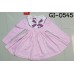 GI0545 เดรสเด็กผู้หญิง ติดโบว์ที่คอ สีม่วงตัดขาว แขนยาว สีชมพู S.130