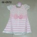 GI0572 เดรสเด็กผู้หญิง ช่วงบนผ้าลูกไม้ แขนจั๊ม แต่งโบว์ที่เอว ช่วงล่างผ้าแก้ว สีขาวสลับชมพู S.100/140