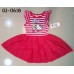 GI0618 เดรสเด็กผู้หญิง แขนกุดบ่าระบาย ลายขวาง Cute คิตตี้ถือโบว์ลูกโป่ง กระโปรงผ้าชีฟองสีชมพูเข้ม