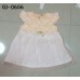 GI0656 เดรสเด็กผู้หญิง ออกงาน คอกลม แขนสั้น แต่งลูกไม้ช่วงบน ติดโบว์ทอง สีโอรส S.90/95