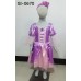 GI0670 เดรสเด็กผู้หญิง แฟนซี แนวเจ้าหญิง จี้ลาย Frozen ล้อมเพชร แขนสั้นไหล่พอง สีม่วงชมพู พร้อมผ้าคาดผม (2ชิ้น) S.120/130
