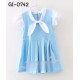 GI0742 เดรสเด็กผู้หญิง แขนสั้น  แต่งคอซอง กระโปรงจับจีบ สีฟ้า S.90