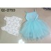 GI0753 เดรสเด็กผู้หญิง ออกงาน  เสื้อลายลูกไม้แขนกุด สีขาว + เดรสสายเดี่ยว สีฟ้า (2ชิ้น) S.110