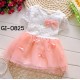 GI0825 ชุดเดรสสั้นเด็กผู้หญิงออกงาน ชุดราตรีเด็กเล็ก แขนสั้นแต่งลูกไม้สีขาว กระโปรงสีชมพู