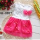 GI0827 เดรสสั้นเด็กผู้หญิงออกงาน เด็กเล็ก แขนสั้นแต่งลูกไม้สีขาว กระโปรงสีชมพูบานเย็น