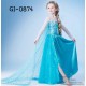 GI0874 เดรสเด็กผู้หญิงเจ้าหญิงโฟรเซ่น Frozen แขนยาวติดคริสตัลที่อก สีฟ้า S.130