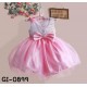 GI0899 ชุดราตรีเด็กผู้หญิงใส่ออกงานแขนกุดปักเลื่อม แต่งดอกไม้บนบ่า สีชมพูอ่อน 