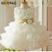 GI0940 ชุดราตรีเด็กผู้หญิงออกงาน แขนกุด แต่งดอกไม้ช่วงบน กระโปรงระบายเป็นชั้นๆ สีขาว 