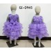 GI0945 ชุดราตรีเด็กผู้หญิงออกงาน แขนกุด แต่งดอกไม้ช่วงบน กระโปรงระบายเป็นชั้นๆ สีม่วง