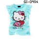 GI0954 เสื้อยืดคอกลมแขนระบาย สกรีนคิตตี้ถือหัวใจ สีฟ้า S.140