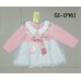 GI0961 เดรสสั้นเด็กผู้หญิง แขนยาวแต่งลูกไม้รอบคอ ติดโบว์ สีชมพู S.80/95