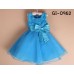 GI0962 ชุดราตรีเด็กผู้หญิง ใส่ออกงาน แขนกุด แต่งกุหลาบช่วงบน ติดโบว์ที่เอว สีฟ้าเข้ม