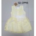 GI0995 เดรสเด็กผู้หญิงแขนกุดติดโบว์ที่เอว ผ้าลูกไม้สีเหลืองอ่อน S.80/95