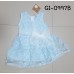 GI0997B เดรสเด็กผู้หญิงแขนกุดติดโบว์ที่เอว ผ้าลูกไม้สีฟ้าอ่อน