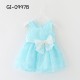 GI0997B เดรสเด็กผู้หญิงแขนกุดติดโบว์ที่เอว ผ้าลูกไม้สีฟ้าอ่อน S.95