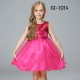GI1014 ชุดราตรีเด็กผู้หญิงใส่ออกงานแขนกุดช่วงบนปักเลื่อม แต่งดอกไม้ที่เอว สีชมพูบานเย็น S.120/150