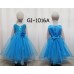 GI1016A ชุดราตรีเด็กผู้หญิงใส่ออกงานแขนกุดช่วงบนปักเลื่อม แต่งดอกไม้ที่เอว สีฟ้า (2ชิ้น) S.160