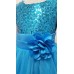 GI1016A ชุดราตรีเด็กผู้หญิงใส่ออกงานแขนกุดช่วงบนปักเลื่อม แต่งดอกไม้ที่เอว สีฟ้า (2ชิ้น) S.160
