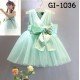 GI1036 ชุดราตรีเด็กผู้หญิงออกงาน แขนกุด แต่งโบว์ที่เอว สีเขียวมิ้นท์