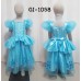 GI1058 ชุดราตรีเด็กผู้หญิงแนวเจ้าหญิง คอเหลี่ยมแต่งดอกกุหลาบ สีฟ้า