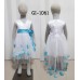 GI1061 ชุดราตรีเด็กผู้หญิงคอวีแขนกุดสีขาว แต่งกลีบดอกไม้ สีฟ้า หางยาว S.100