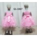 GI1067 ชุดราตรีเด็กผู้หญิงออกงานแขนกุดแต่งไข่มุก กระโปรงฟูฟ่องเป็นชั้นๆ สีชมพู
