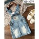 GI1079 เอี๊ยมกระโปรงยีนส์ เด็กผู้หญิง แต่งซิปกระเป๋า สียีนส์ซีด S.100