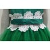 GI1094 ชุดราตรีเด็กผู้หญิง ใส่ออกงาน แขนกุด แต่งลูกไม้รอบเอว คาดโบว์สีเขียว