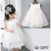 GI1097 เดรสเด็กผู้หญิงออกงานแขนกุด ติดดอกไม้ที่อก สีขาว (2ชิ้น) S.100/140