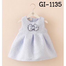 GI1135 ชุดเดรสเด็กผู้หญิงแขนกุด ติดโบว์ใหญ่ที่อก สีฟ้า