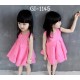 GI1145 ชุดเดรสเด็กผู้หญิง แขนกุด แต่งกระเป๋า สีชมพูบานเย็น