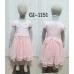 GI1151 ชุดเดรสเด็กผู้หญิงใส่ออกงานแขนสั้น แต่งลูกไม้คอบัวติดไข่มุก สีโอรส