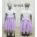 GI1152 ชุดเดรสเด็กผู้หญิงใส่ออกงานแขนสั้น แต่งลูกไม้คอบัวติดไข่มุก สีขาวม่วง S.100/110