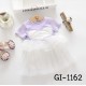 GI1162 เดรสเด็กผู้หญิงสายเดี่ยวสีขาว + เสื้อเอวลอย แขนสั้น สีม่วง (2ชิ้น)