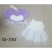 GI1162 เดรสเด็กผู้หญิงสายเดี่ยวสีขาว + เสื้อเอวลอย แขนสั้น สีม่วง (2ชิ้น)