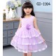 GI1164 ชุดราตรีเด็กผู้หญิงใส่ออกงาน แขนกุด ช่วงบนแต่งไข่มุกและเพชร ติดดอกไม้ที่เอว สีม่วง S.120