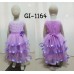 GI1164 ชุดราตรีเด็กผู้หญิงใส่ออกงาน แขนกุด ช่วงบนแต่งไข่มุกและเพชร ติดดอกไม้ที่เอว สีม่วง S.120